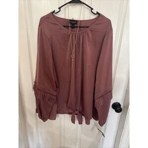 I.N.Studio Women’s Rose Pink Summer Top With Long Sleeves Plus‎ Size 3X New NWT